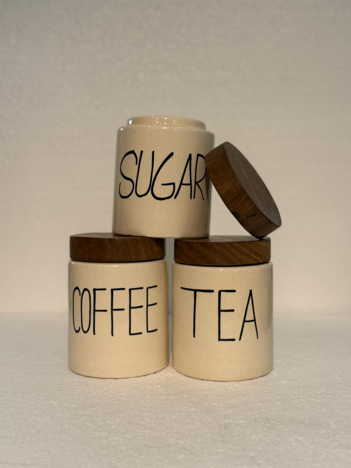 Minimalist Ceramic Jar Set (Coffee | Tea | Sugar)