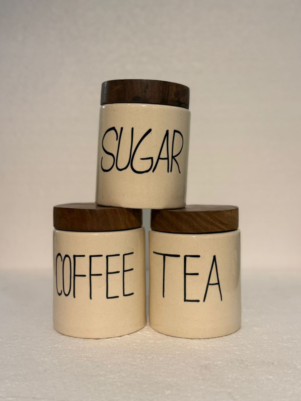 Minimalist Ceramic Jar Set (Coffee | Tea | Sugar)