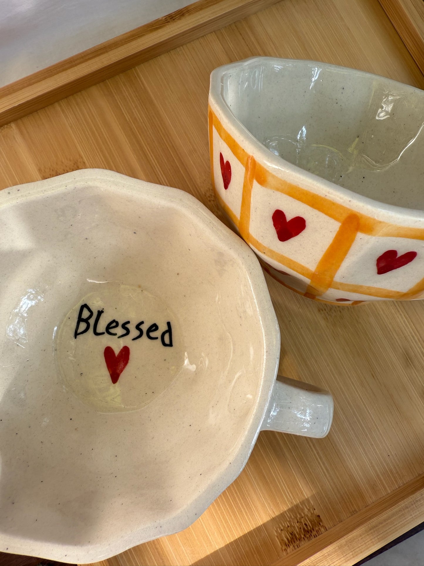 Blessed Chequered Heart Cup