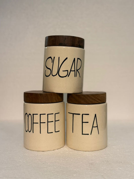 Minimalist Ceramic Jar Set (Coffee | Tea | Sugar)